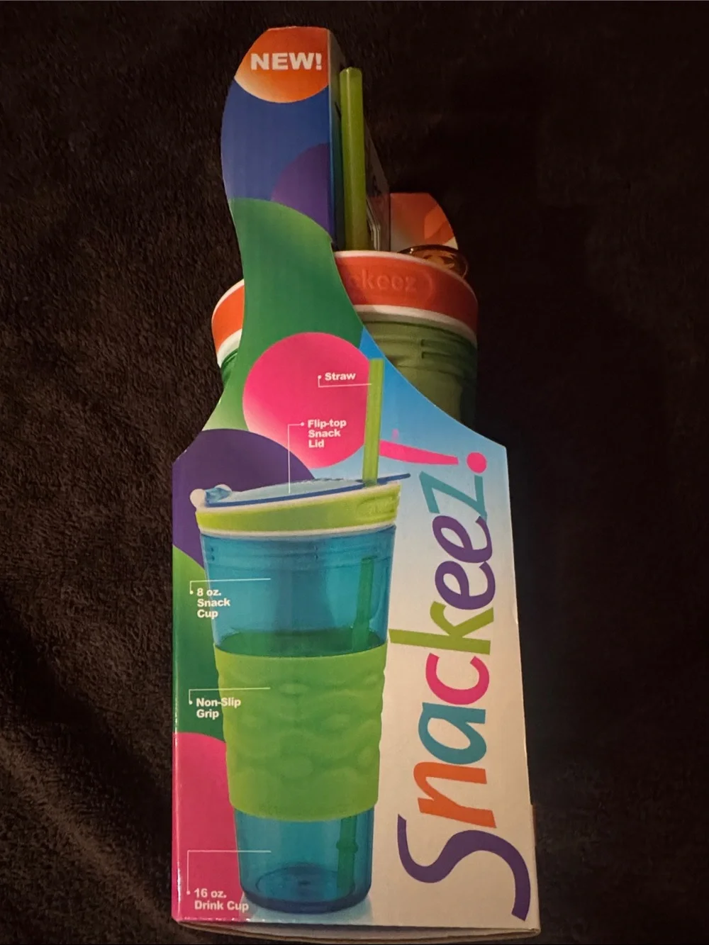 2-in-1 Snack & Drink Cup — Orange and Green